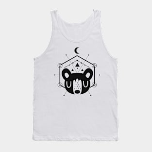 Moon Bear Geometric Design in Black Tank Top